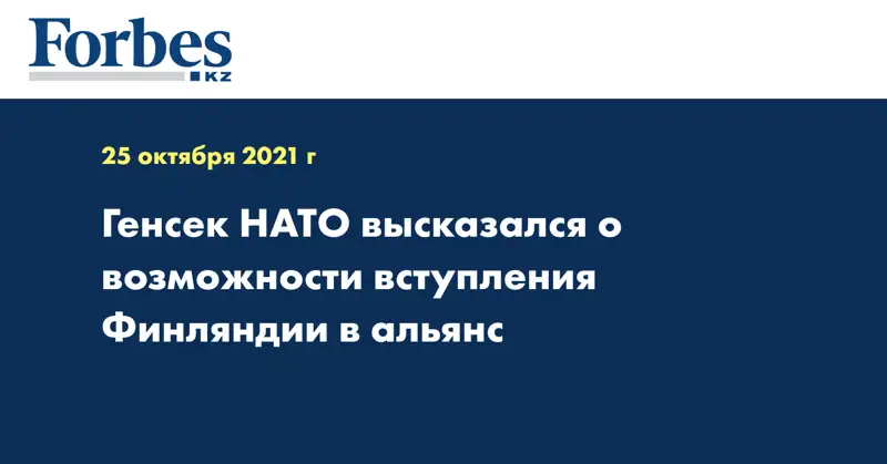 Генсек НАТО высказался о возможности вступления Финляндии в альянс