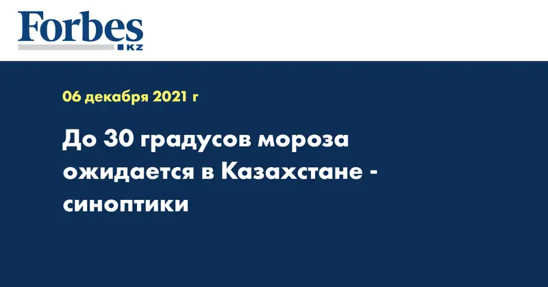 До 30 градусов мороза ожидается в Казахстане - синоптики