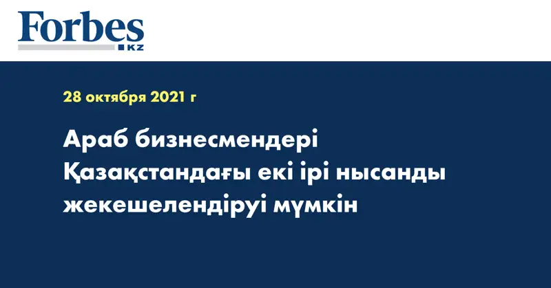Араб бизнесмендері Қазақстандағы екі ірі нысанды жекешелендіруі мүмкін 