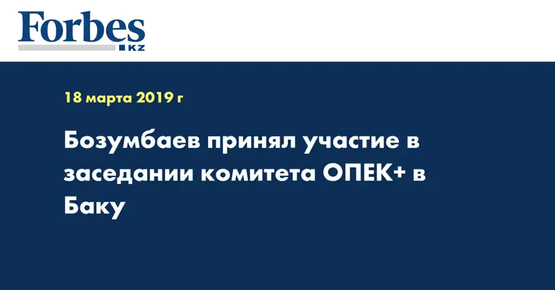 Бозумбаев принял участие в заседании комитета ОПЕК+ в Баку