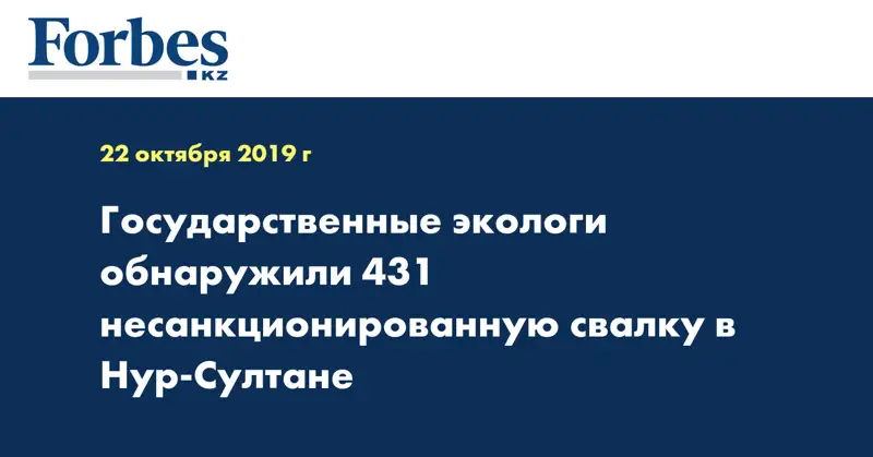 Государственные экологи обнаружили 431 несанкционированную свалку в Нур-Султане