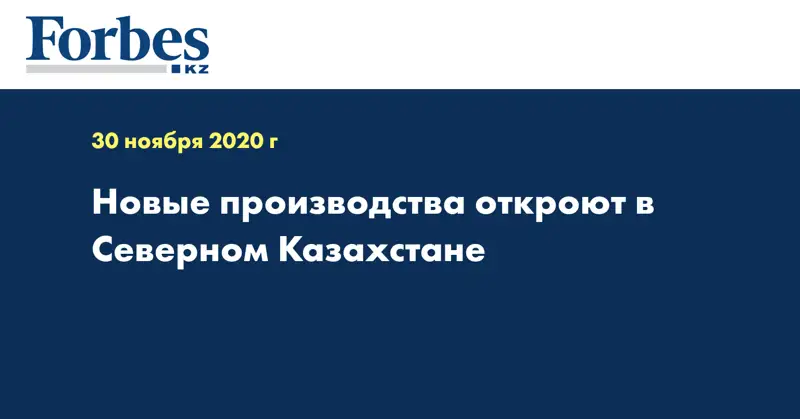 Новые производства откроют в Северном Казахстане