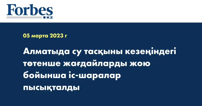 Алматыда су тасқыны кезеңіндегі төтенше жағдайларды жою бойынша іс-шаралар пысықталды