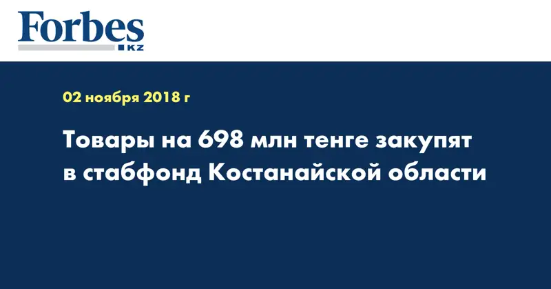 Товары на 698 млн тенге закупят в стабфонд Костанайской области
