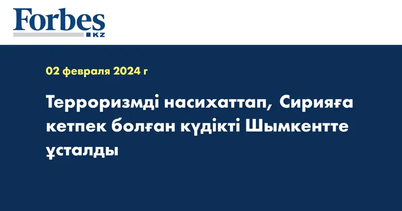 Терроризмді насихаттап, Сирияға кетпек болған күдікті Шымкентте ұсталды