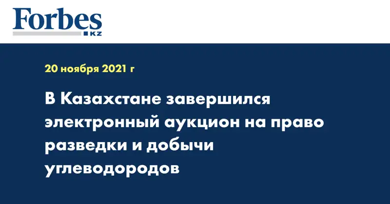 В Казахстане завершился электронный аукцион на право разведки и добычи углеводородов