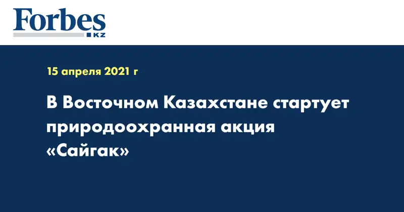 В Восточном Казахстане стартует природоохранная акция «Сайгак»