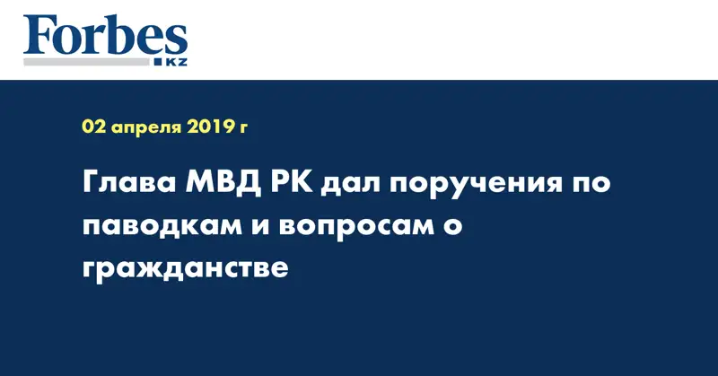 Глава МВД РК дал поручения по паводкам и вопросам о гражданстве