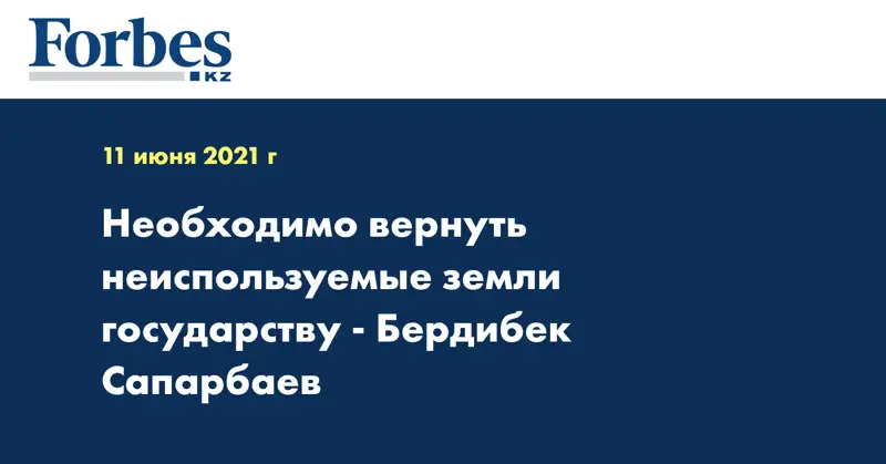 Необходимо вернуть неиспользуемые земли государству - Бердибек Сапарбаев