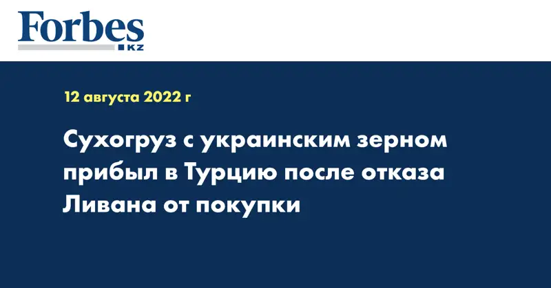 Сухогруз с украинским зерном прибыл в Турцию после отказа Ливана от покупки