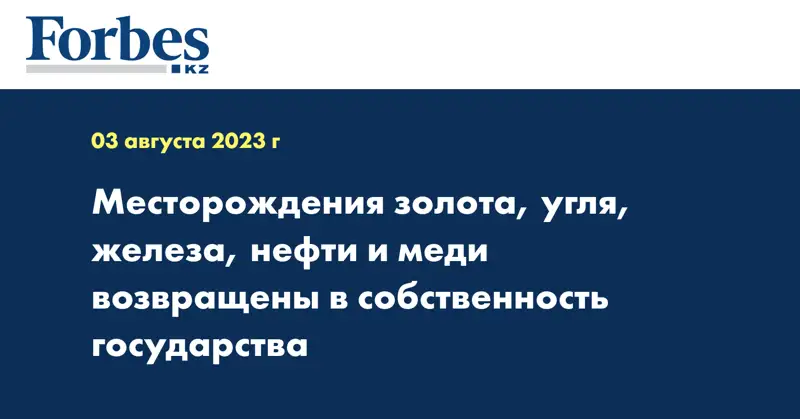 Месторождения золота, угля, железа, нефти и меди возвращены в собственность государства