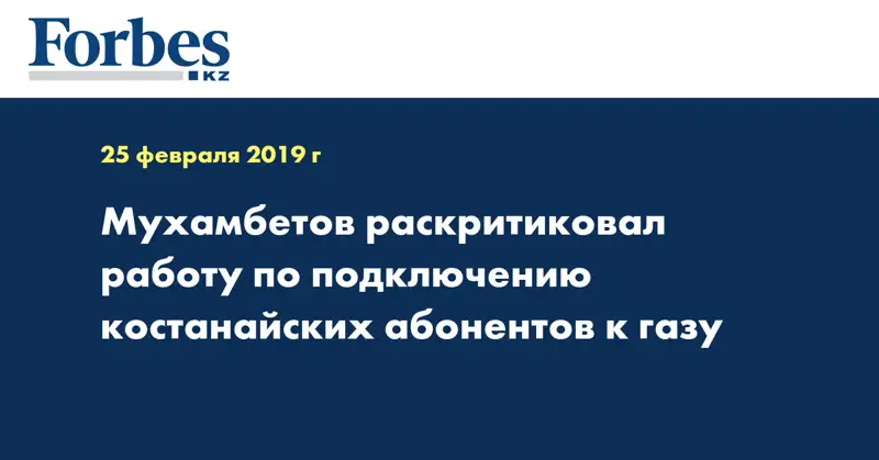 Мухамбетов раскритиковал работу по подключению костанайских абонентов к газу