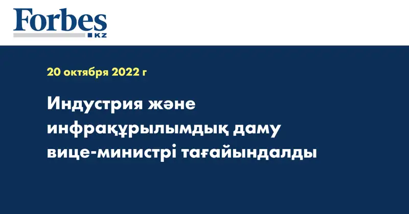 Индустрия және инфрақұрылымдық даму вице-министрі тағайындалды