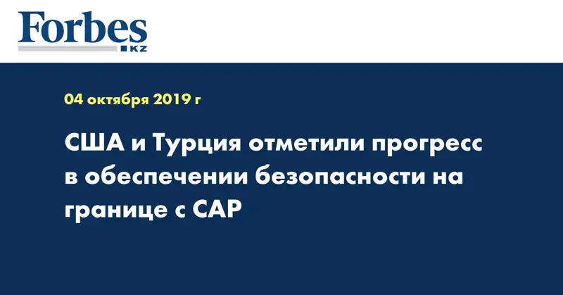 США и Турция отметили прогресс в обеспечении безопасности на границе с САР