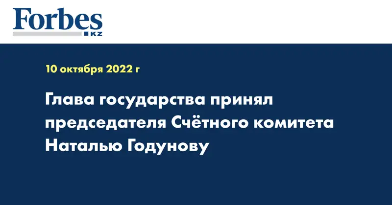 Глава государства принял председателя Счётного комитета Наталью Годунову