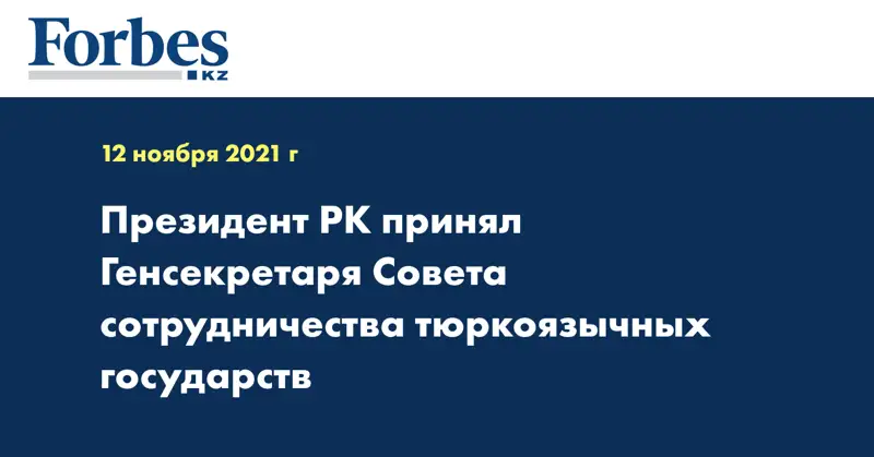 Президент РК принял Генсекретаря Совета сотрудничества тюркоязычных государств