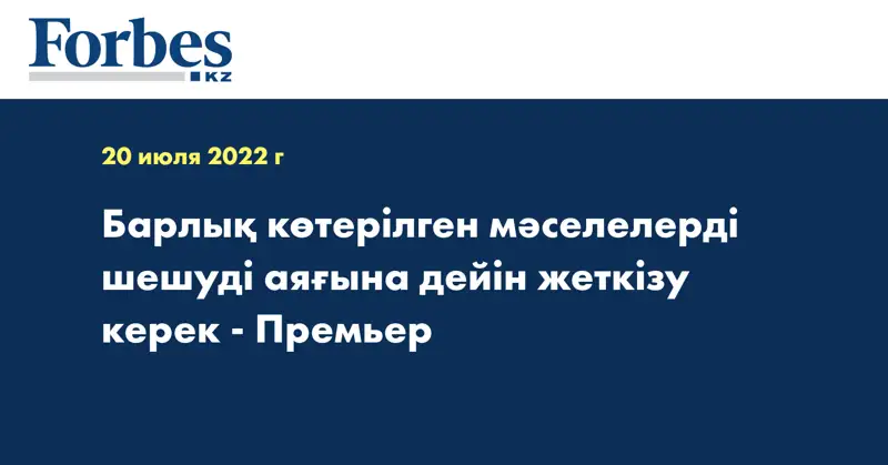 Барлық көтерілген мәселелерді шешуді аяғына дейін жеткізу керек - Премьер