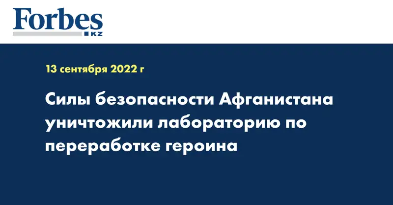 Силы безопасности Афганистана уничтожили лабораторию по переработке героина