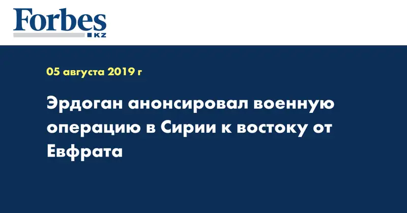 Эрдоган анонсировал военную операцию в Сирии к востоку от Евфрата