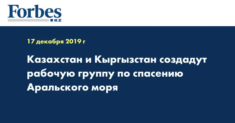 Казахстан и Кыргызстан создадут рабочую группу по спасению Аральского моря 