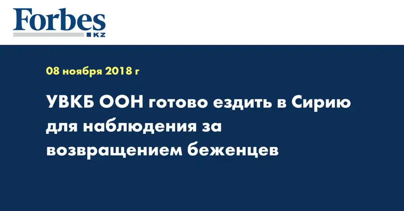 УВКБ ООН готово ездить в Сирию для наблюдения за возвращением беженцев