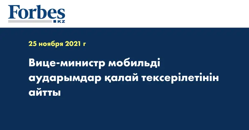 Вице-министр мобильді аударымдар қалай тексерілетінін айтты 