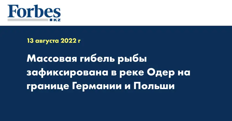 Массовая гибель рыбы зафиксирована в реке Одер на границе Германии и Польши