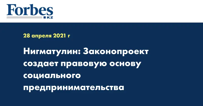 Нигматулин: Законопроект создает правовую основу социального предпринимательства