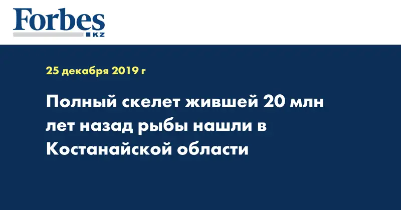 Полный скелет жившей 20 млн лет назад рыбы нашли в Костанайской области