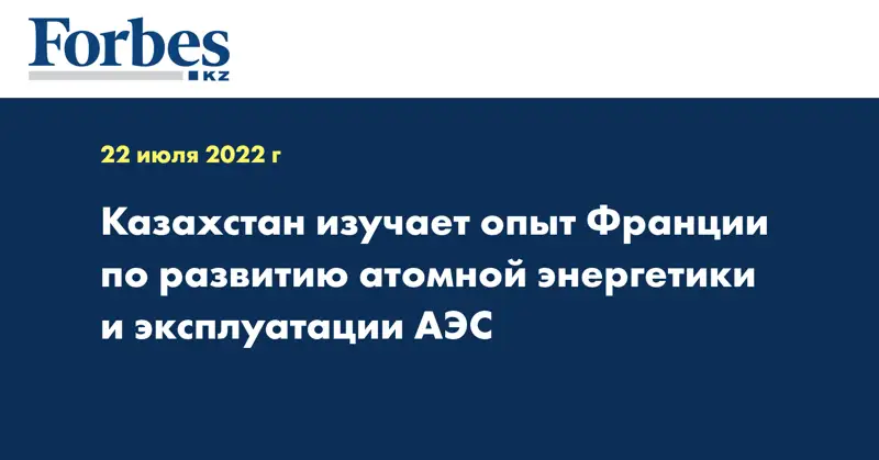 Казахстан изучает опыт Франции по развитию атомной энергетики и эксплуатации АЭС