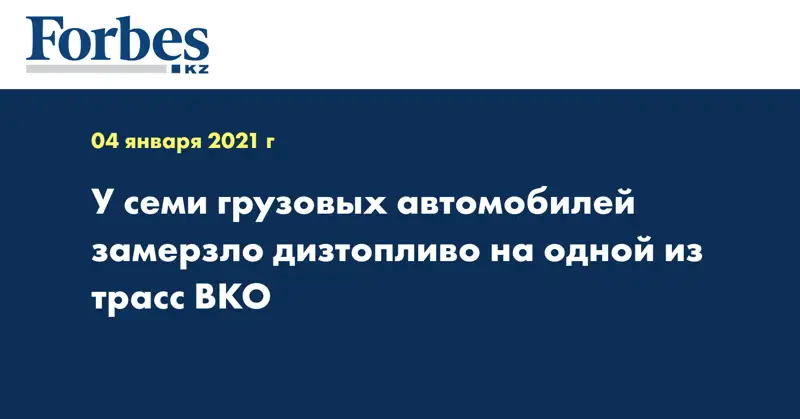 У семи грузовых автомобилей замерзло дизтопливо на одной из трасс ВКО