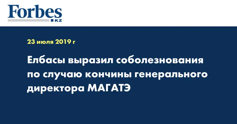 Елбасы выразил соболезнования по случаю кончины генерального директора МАГАТЭ