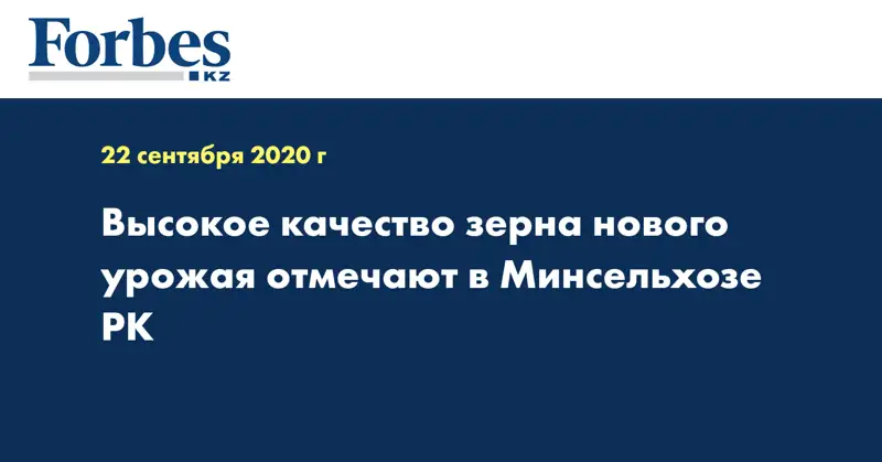 Высокое качество зерна нового урожая отмечают в Минсельхозе РК