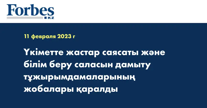Үкіметте жастар саясаты және білім беру саласын дамыту тұжырымдамаларының жобалары қаралды