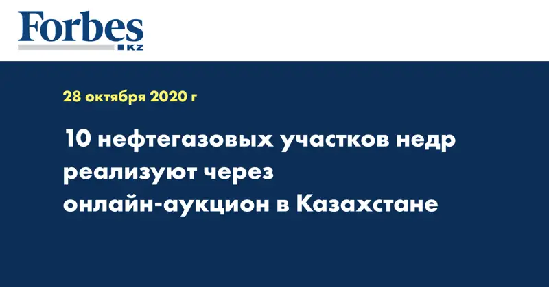 10 нефтегазовых участков недр реализуют через онлайн-аукцион в Казахстане