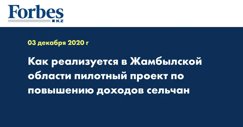 Как реализуется в Жамбылской области пилотный проект по повышению доходов сельчан