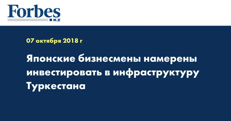Японские бизнесмены намерены инвестировать в инфраструктуру Туркестана  
