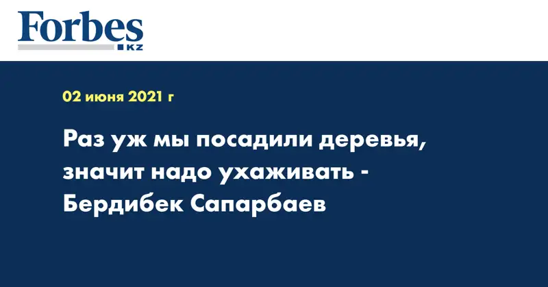 Раз уж мы посадили деревья, значит надо ухаживать - Бердибек Сапарбаев