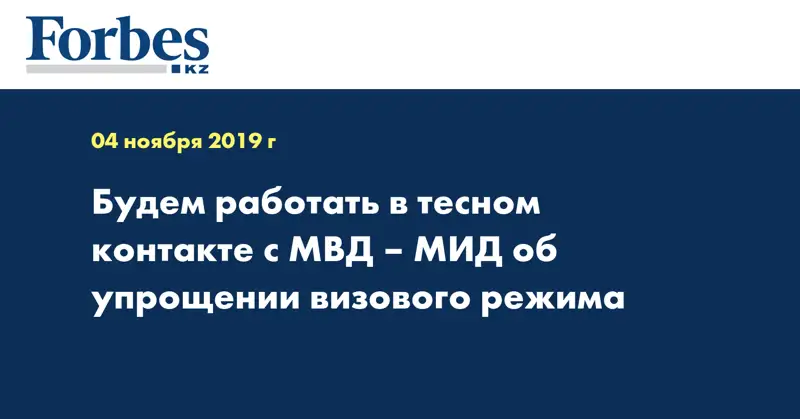Будем работать в тесном контакте с МВД – МИД об упрощении визового режима