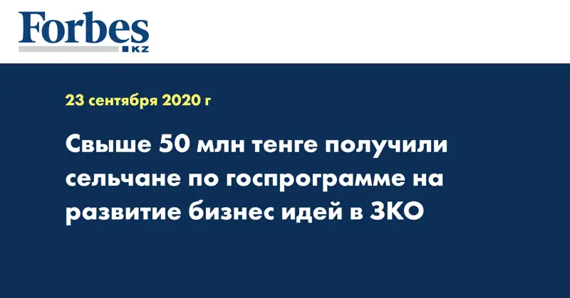 Свыше 50 млн тенге получили сельчане по госпрограмме на развитие бизнес идей в ЗКО