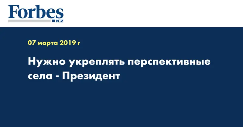 Нужно укреплять перспективные села - Президент