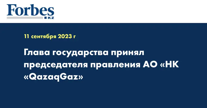 Глава государства принял председателя правления АО «НК «QazaqGaz»