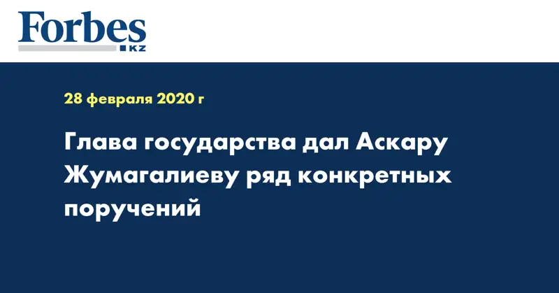 Глава государства дал Аскару Жумагалиеву ряд конкретных поручений