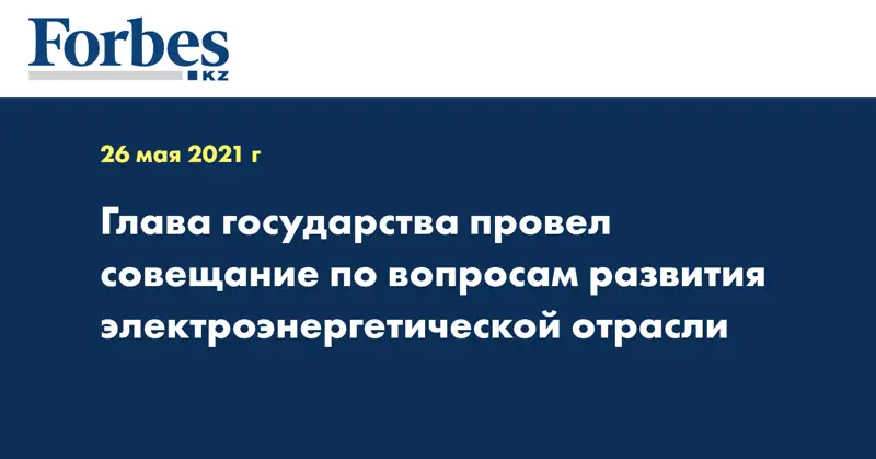 Глава государства провел совещание по вопросам развития электроэнергетической отрасли