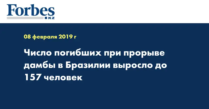 Число погибших при прорыве дамбы в Бразилии выросло до 157 человек