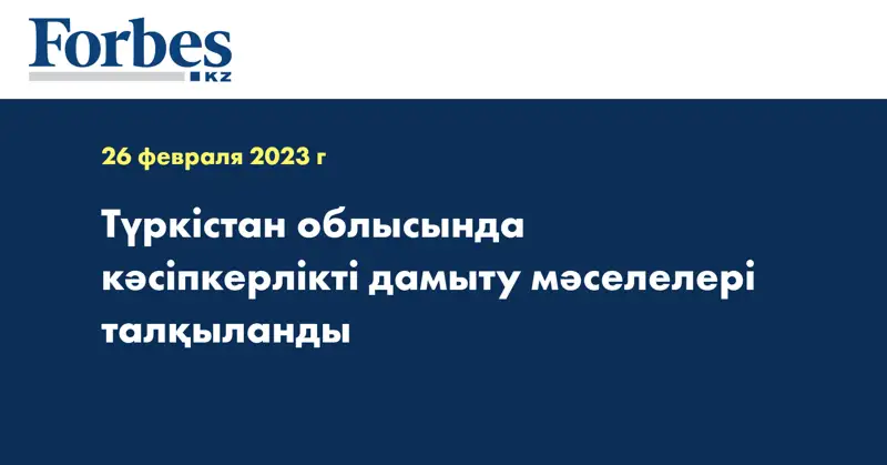 Түркістан облысында кәсіпкерлікті дамыту мәселелері талқыланды