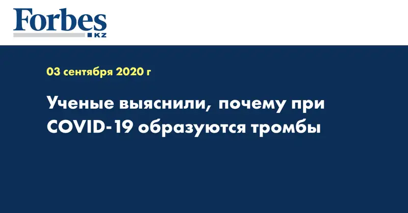 Ученые выяснили, почему при COVID-19 образуются тромбы