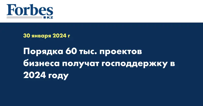 Порядка 60 тыс. проектов бизнеса получат господдержку в 2024 году