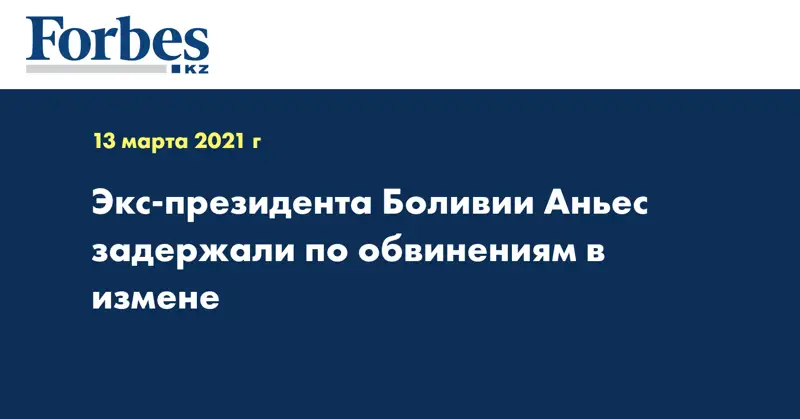 Экс-президента Боливии Аньес задержали по обвинениям в измене