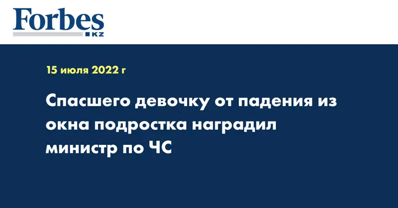 Спасшего девочку от падения из окна подростка наградил министр по ЧС